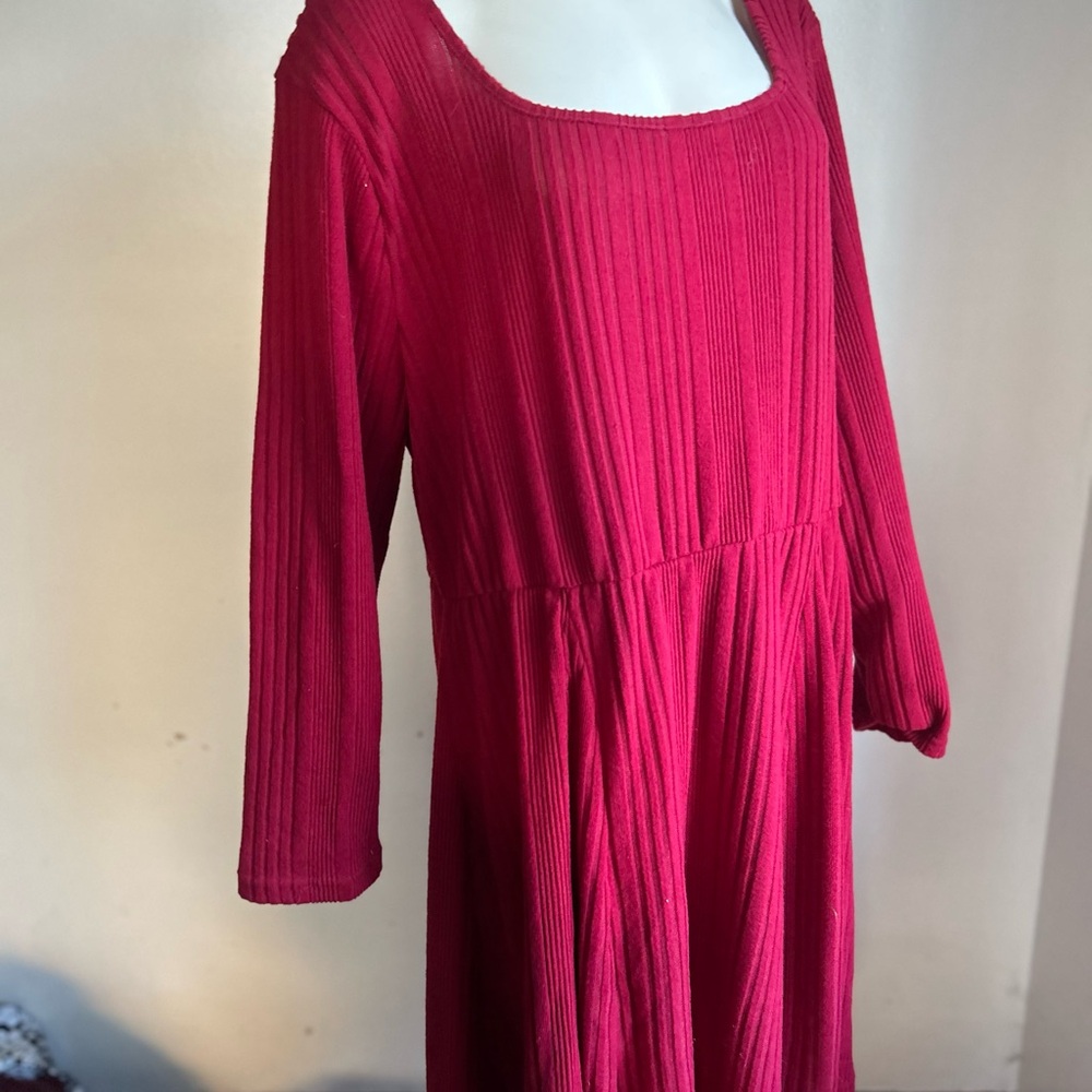 curvzy women knit flare plus size 5xl new Elegant Dress rose pink